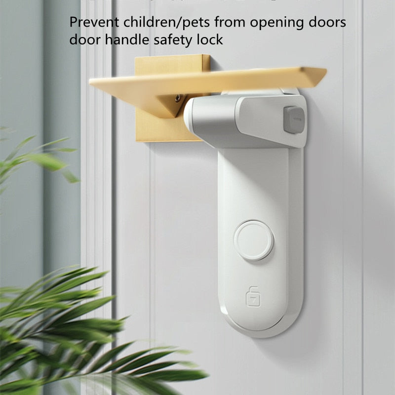 1pcs Child Safety Door Handle Lock Protection Baby Door Handle Lock Pet Room Door Handle Lock Easy Installation No Punching